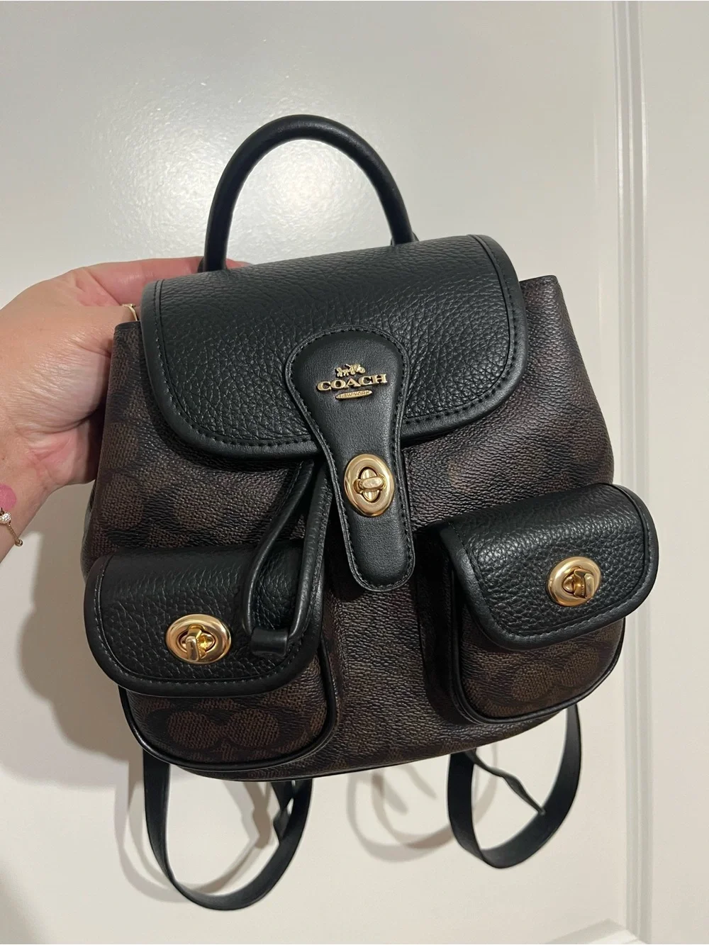 Coach Hadley Black & Brown Signature Mini Backpack